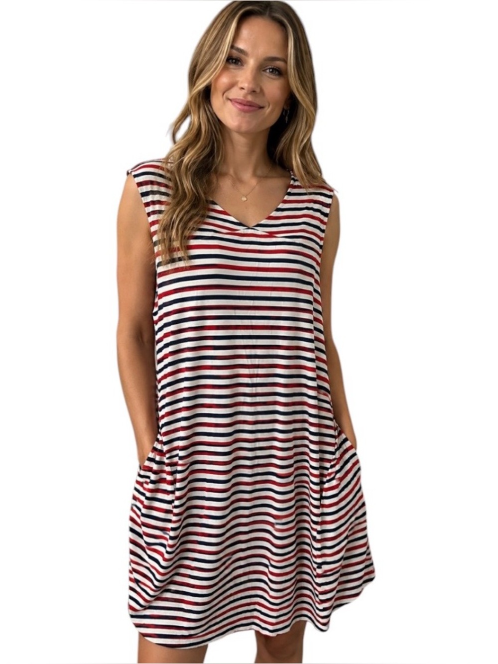 Terra & Sky Women's Plus Size Everyday Sleeveless Swing Dress With Side Pocket